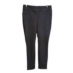 Dalia Women's Pants Charcoal‎ Grey Houndstooth Stretch Slim Fit Size M